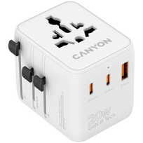 CANYON Travel Adapter OnTour 20 EU/UK/US/AUS 20W  White|CNS-TA20W1005W