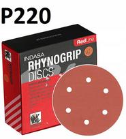 Indasa Red šlifavimo diskai 150mm P220, 6 skylės (10 vnt.)