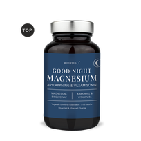 NORDBO Magnis Good Night Magnesium atsipalaidavimui ir miegui palaikyti 90kaps