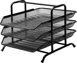 BNTOFFICE Dokumentų dėklų rinkinys, metalinis, MESH, su 3 dėklais, juodos spalvos