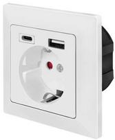 LogiLink LogiLink PA0262 elektros lizdas CEE 7/3 + USB Baltas
