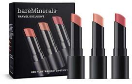 „Bare Minerals“ išskirtinis kelioninis rinkinys „BareMinerals“: „Gen Nude Radiant Cocoa Kreminis“ lūpų dažai „Infatuation“ 3,35 g + „Gen Nude Radiant Cocoa Kreminis“ lūpų dažai „Friendship“ 3,35 g + „Gen Nude Radiant Cocoa Kreminis“ lūpų dažai „Swag“ 3,5 g