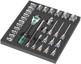 Įrankių rinkinys Wera Wera 9722 foam insert 8000 C Zyklop 1/2 ratchet set 1, 31 pieces, tool set (juodas/pilkas, ratchet and socket set, in foam insert for workshop trolley)