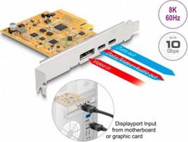 „Controller Delock DeLOCK PCIe x4“ plokštė, skirta 1x išoriniam USB-C 10Gbit/s prievadui + 1x išoriniam USB-C DP Alt Mode, USB valdiklis