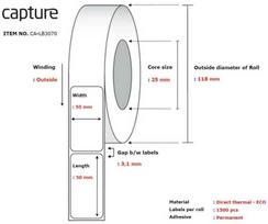 Capture Label 50x50, Core 25,