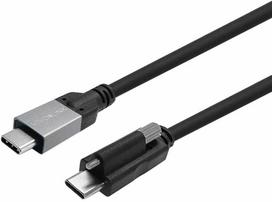 USB kabelis VivoLink USB-C – USB-C 1,5 m juodas (USB-C sraigtinis sujungimas į USB-C kabelį)