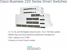 Šakotuvas Cisco switch CBS220-24P-4X, 24xGbE RJ45, 4x10GbE SFP+, PoE+, 195W