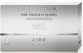 Labo Crescina Follicular Islands 2100 augimo stimuliavimo ampulės, gydymo serumas galvos odai vyrams, 10 +10 vnt.