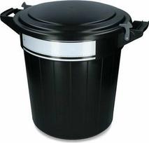 Vplast Šiukšlių konteineris Oregon Storage bucket 80 l, juodas, su dangčiu, užraktu ir užrašų etikete, 1 vnt.