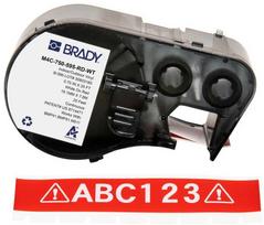 Brady M4C-750-595-RD-WT, raudona, balta, lipni spausdintuvo etiketė, ištisinė etiketė, vinilas, terminio perkėlimo etiketė, akrilas