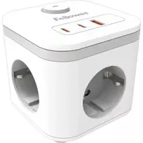 Fellowes Power Cube ilgintuvas su 3 lizdais, 1x USB-A, 2x USB-C, su jungikliu Baltas (100137168)