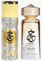 Set Paris Corner: Khair Felicity Eau De Parfum Moterims, 100 ml + Khair Felicity Dezodorantas Purškiklis Moterims, 200 ml