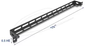 Delock - Kabelių kreipiamoji plokštė valdymo spintai - L formos, 50 mm, su kabelių rišimo tvirtinimu - juoda - 0.5U - 48.3 cm (19'') (67461)