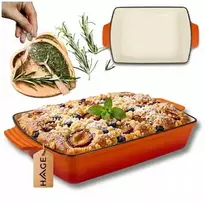 Atusa Emaliuota forma keptuvė ketaus 32 x 23,5cm HAGE oranžinė (J33-oranžinis)