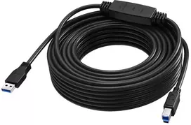 USB Vision 15 m USB 3.0 kabelis - aktyvus stiprintuvas kabelio viduje - nikeliuoti kištukai - pralaidumas 5Gbps - USB A (m) į USB B (m) - skersmuo 5,5 mm - 28+24 awg - juodas (TC 15MUSB3.0+/BL)