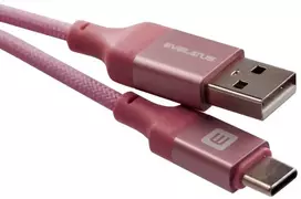 USB kabelis Evelatus Cable USB A to C 2M Aliuminio korpusas pintas Rožinė Rožinė (TKCB-746AC1PK)