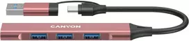HUB USB Canyon CANYON HUB DS-02 4 w 1 USB-A/C Rožinė