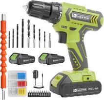 Fadawalt akumuliatorinis suktuvo rinkinys, 20 V akumuliatorinis gręžtuvas su 2 baterijomis 1300 Mah, akumuliatorinis gręžtuvas 21 + 1 sukimo momento lygis, žalia „pasidaryk pats“ įrankių dėžė su gręžtuvu, 2 kintami greičiai, led lemputė