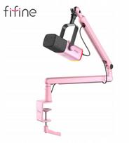 Fifine Microphone Fifine TAM8 XLR/USB studijinis dinaminis mikrofonas su laikikliu rožinis