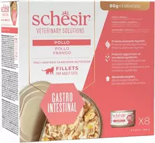 Schesir Veterinary Solutions Gastro intestinal, šlapias maistas, katėms, vištiena, sultinyje, 8x80g, skardinė, pakuotė (SR-1204)