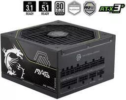 MSI MAG A1200PLS PCIE5 EU Juoda Reljefinis laidas 1200W pilnai modulinis Platininis ENFR spalvota dėžė medinis padėklas 120M