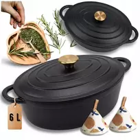 HAGE Emaliuota ketaus keptuvė žąsiai 6L HAGE juoda mat (DK34-blackmatt)