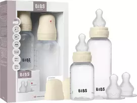 BIBS buteliukai nuo pilvo dieglių, 2 dalių rinkinys, 4 žindukai, smėlio spalvos be BPA