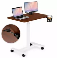 Mobilus rašomasis stalas 70×48 cm nešiojamojo kompiuterio staliukas, reguliuojamo aukščio 71.5-112 cm, rudas stalviršis ModernHome