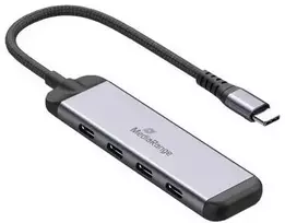 HUB USB MediaRange USB-HUB 4-Port 3x USB-C 3.2 / 1x USB-C PD sidabrinė (MRCS512)