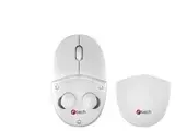 Pelė C-Tech S TWS ausinėmis Dual mode WLM-21, belaidė, BT5.0 + 2,4GHz, 1600DPI, 3 mygtukai, USB nano imtuvas, balta (WLM-21W)