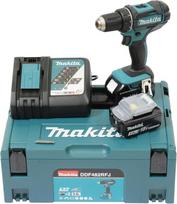 Makita Ddf482rfj akumuliatorinis gręžtuvas 18 V / 3.0 Ah, 2 akumuliatoriai ir įkroviklis Makpac dėkle, juodas, mėlynas