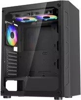 Kompaktiškas kompiuterio korpusas su 3 ARGB ventiliatoriais 120 mm ir grūdinto stiklo panelėmis