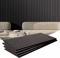 Akustinės medinių lentelių sienų plokštės 1200 x 600 mm, juodo ąžuolo spalvos