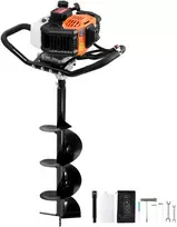 Benzininis žemės grąžtas. 52 cm³. 1450 W. su 200 mm antgaliu ir ilginimo velenu. tvoros stulpams ir sodinimui. oranžinis-juodas