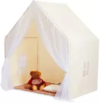 Žaidimų palapinė vaikams 1340x920x1530 mm, 1-5 metų, su kilimėliu ir lempute, smėlio spalvos