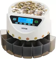Monetų skaičiavimo ir rūšiavimo aparatas. 8 europinių monetų tipai. iki 850 monetų. LCD ekranas