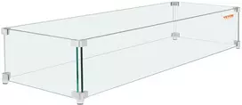 Stiklinis vėjo skydas židiniui, stačiakampis, storis 0,76 cm, grūdinto stiklo, skaidrus, dujiniam lauko židiniui