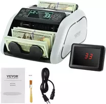 Banknotų skaičiavimo aparatas su UV/MG/IR/DD padirbtų banknotų detektoriumi, USD ir EUR, dviguba LCD