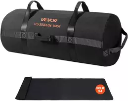 Sunkiasvoris smėlio maišas su rankenomis, talpa 56-90 kg, jėgos treniruotėms, juodas