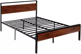 Dvigulės lovos rėmas su galvūgaliu ir kojūgaliu, retro rudas, 2135x1535x990 mm