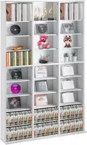 Medijų laikymo spintelė 756 CD/DVD, 9 lygiai, 27 skyriai, balta