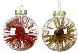 Klass Nežinomas Eglutės žaisliukas Decoris, skaidrus/aukso/raudonas, 8 cm