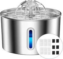 BalimoPet nerūdijančio plieno kačių vandens fontanas 2,2 l su LED apšvietimu BP02