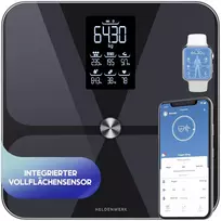 HELDENWERK kūno sudėties svarstyklės su Bluetooth, 180 kg, kūno riebalų analizė