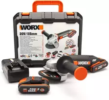 WORX akumuliatorinis kampinis šlifuoklis 20 V, 115 mm, 8600 aps./min., WX800