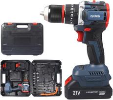 21 V Brushless akumuliatorinis suktuvas-gręžtuvas, akumuliatorinis gręžtuvas su 2 baterijomis 2000 Mah ir 1 greituoju įkrovikliu, akumuliatorinis gręžtuvas 55 Nm Max sukimo momentas, 13 mm gręžimo griebtuvas, 35 + 3 sukimo momento nustatymai, 24 dalys
