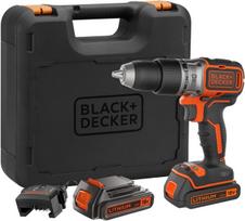 Black+decker bl188kb-qw akumuliatorinis gręžtuvas-suktuvas be šepetėlių su dviguba ličio baterija, 18 v, 1,5 ah, dėkle, juodas/oranžinis, oranžinis, bl188kb-qw 27w, 18v