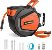 Valuemax suspausto oro žarnos ritė, automatinė žarnos ritė, žarna 15 m + 1,5 m, 1/4 colio jungtis, 180° pasukama, žarnos ritė, ištraukiama oro žarnos ritė, maks. 300 Psi/20 bar