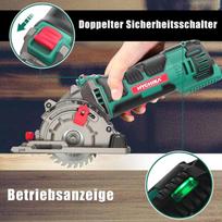 Hychika mini rankinis diskinis pjūklas su 3 pjovimo diskais, lazeriniu gidu, skale, 500 W varikliu iš gryno vario, 4500 aps./min., idealus medienos, minkšto metalo, plytelių ir plastiko pjovimui