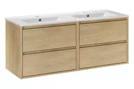 Pakabinama vonios spintelė su dvigubu praustuvu Edmé, 121 cm, smėlinė